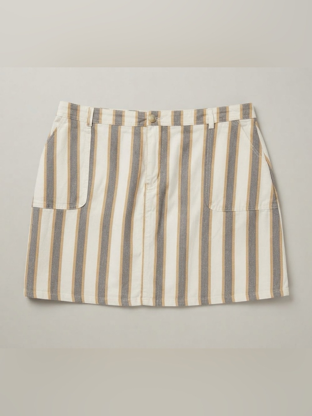 Cleo White Tan Striped Cotton Tennis Skort Size L Waist 17” Preppy Tennis Golf